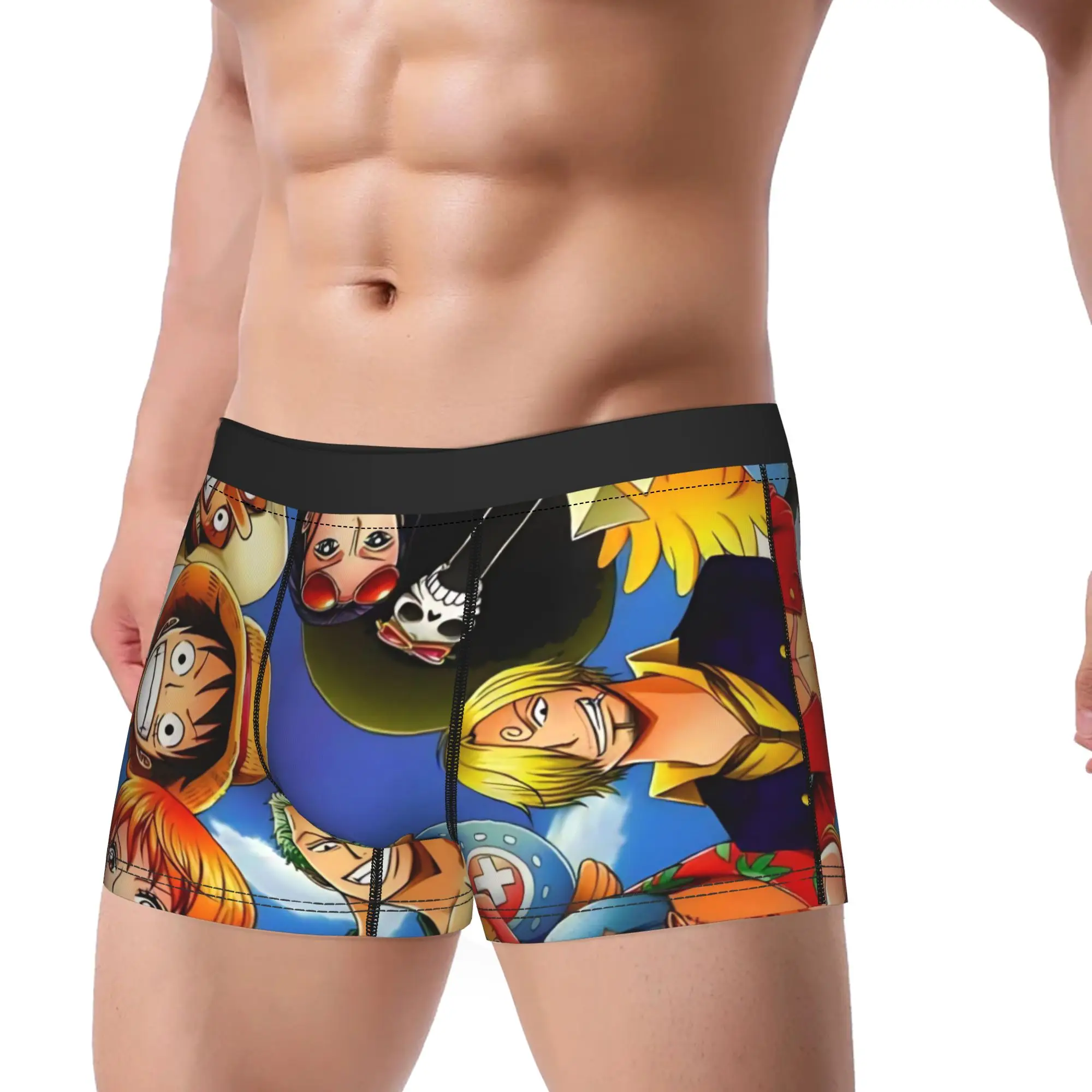 

Мужское нижнее белье One Piece, забавные трусы-боксеры с изображением Луффи, мужские дышащие трусы S-XXL