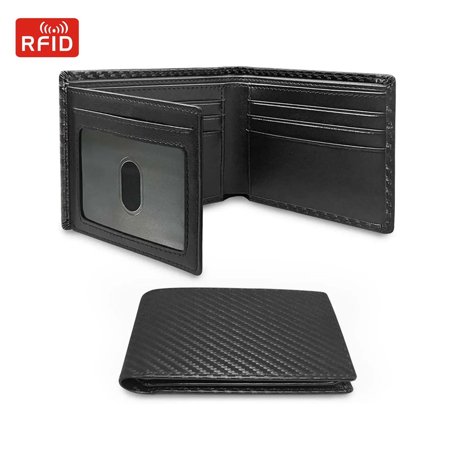 RFID Wallets Men Carbon Fiber Black Card Bag Bank Card Holder Multifunctional Money Bag Multi Slot Trifold Wallet Money Clips