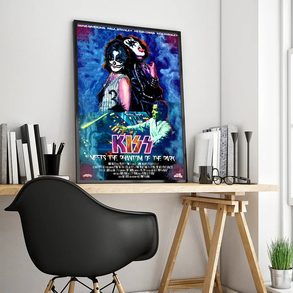 Vintage Heavy Metal Kiss Band Whitepaper Poster HD Quality Poster Wall Art Painting Study Room Wall Decor