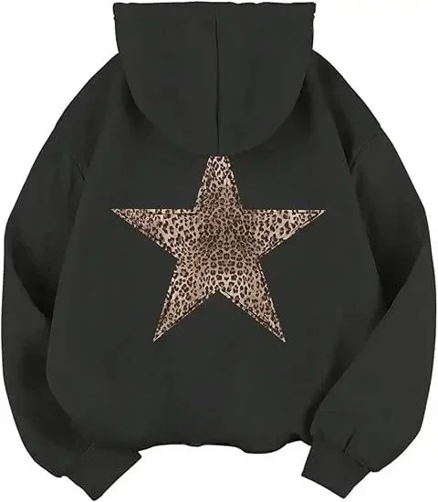 2025 Stern-Grafik Hoodies Y2k Leopardenmuster Kapuzenpullover Geparden-Hoodie Mode Lässiger HipHop Harajuku Unisex Pullover – Detail 6