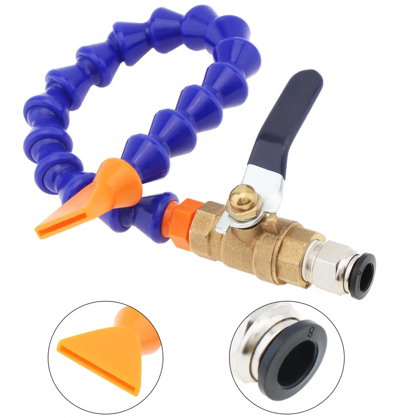 

8MM Flat Nozzle Flexible Water Oil Coolant Pipe with Metal Valve Cooling Hose for CNC Milling Lathe Cooling Tube