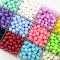 3/4/5/6/8mm Round Multi Color No Hole Acrylic Beads Loose Beads for Jewelry Making DIY Accessories