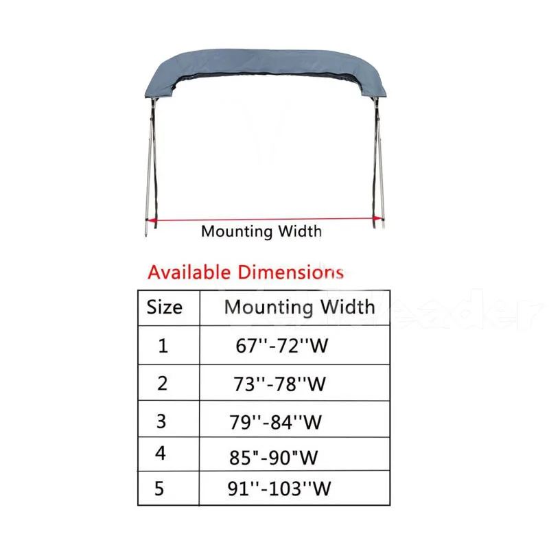 Waterproof 600D 3 Bow Bimini Top Boot Cover No Frame Yacht Boat Cover With Zipper Anti UV Dustproof Cover Marine Accessories