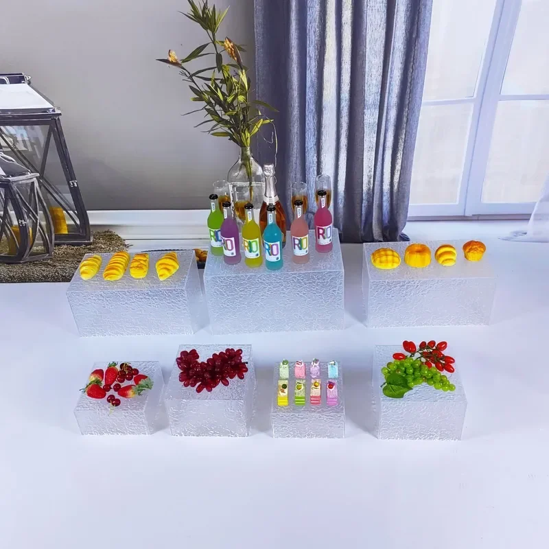 for Acrylic Dessert Display Stand Transparent Stone Pattern 5 Tier Buffet Pastry Rack Cold Food Cake Showcase for Party