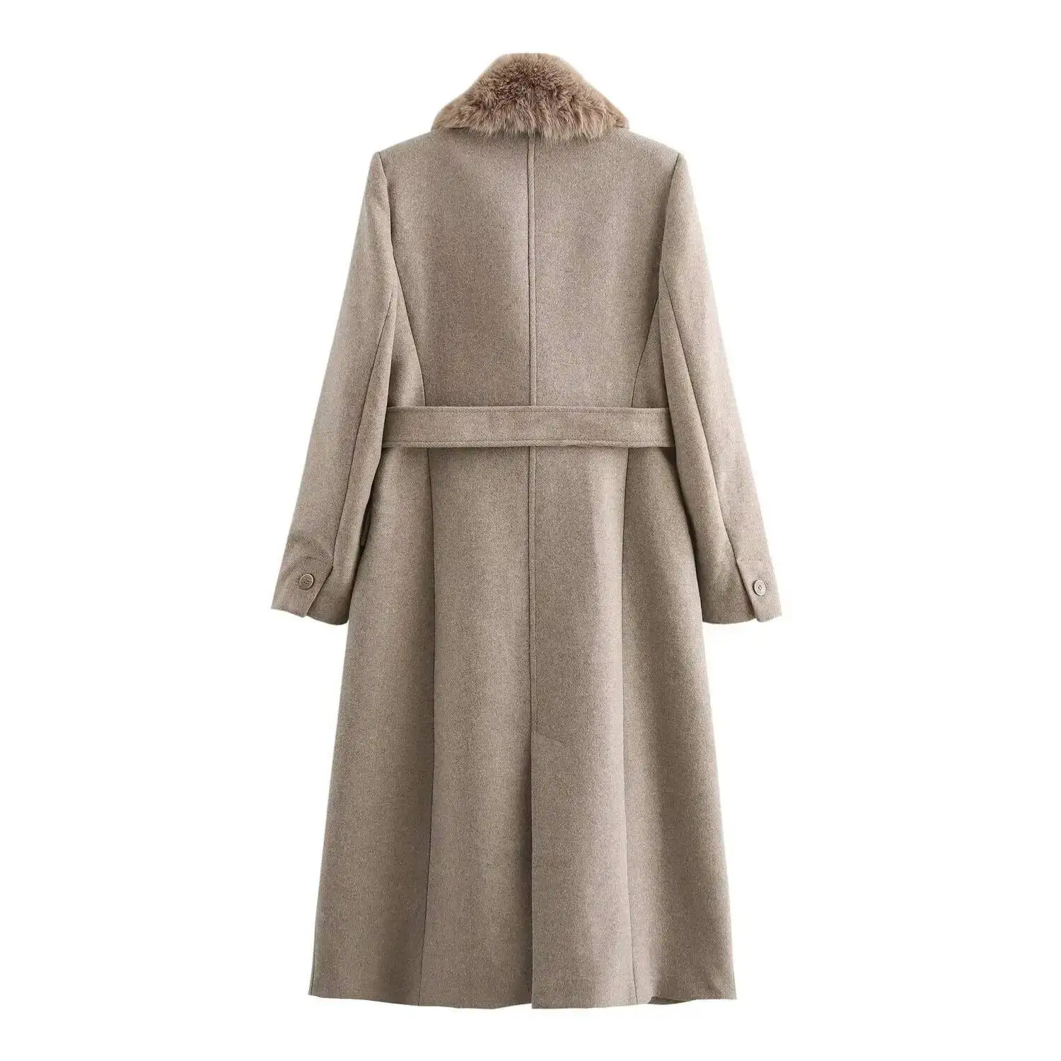 Herbst Winter Neue frauen Kleidung Abnehmbare Pelz Kragen Krawatte Medium Und Lange Woolen Mantel Für Frauen
