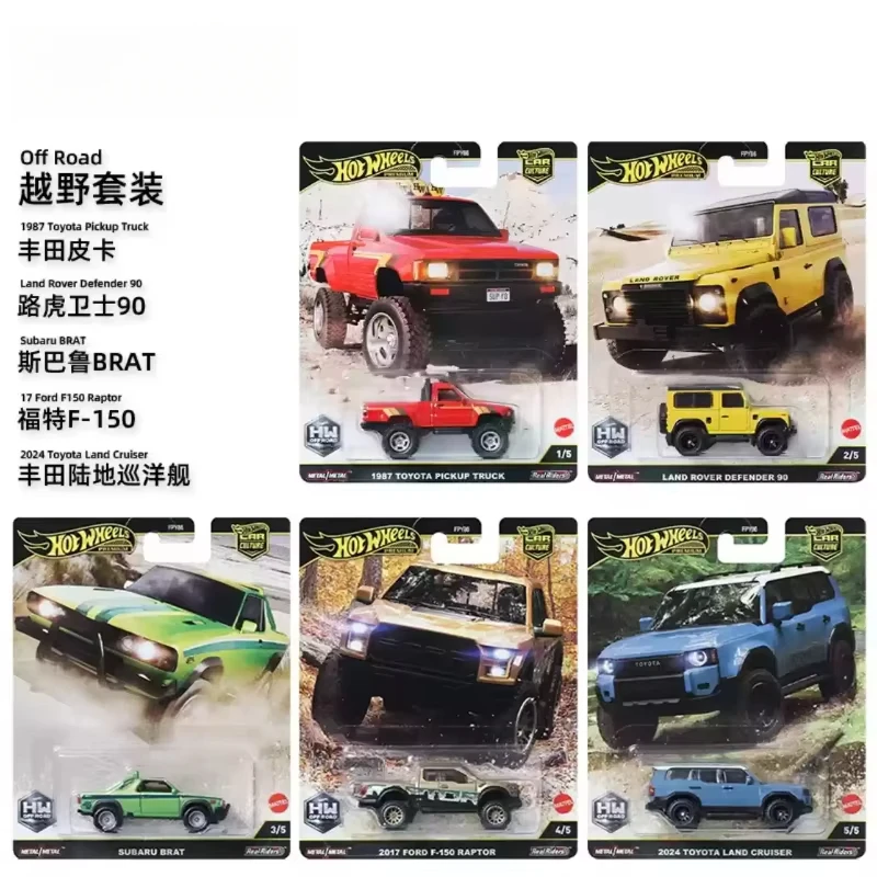 Hot Wheels-coche Premium Original todoterreno, juguetes fundidos a presión para niños, camioneta Toyota Land Rover Defender Subaru Brat, 1/64