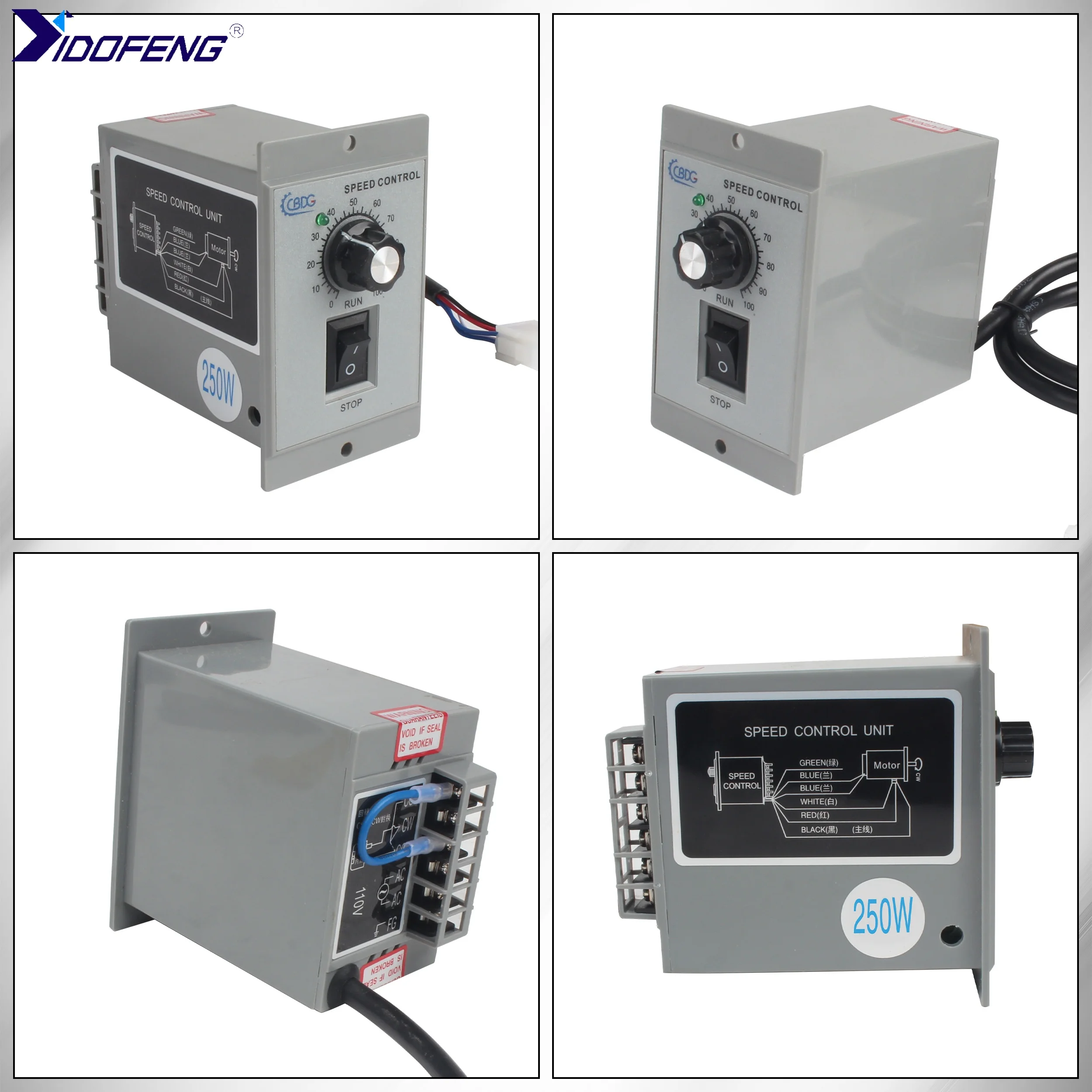 250W 110VAC Single Phase Adjustable Micro Asynchronous Gear Motor + 5k/10k Reduce Box + Speed Controller