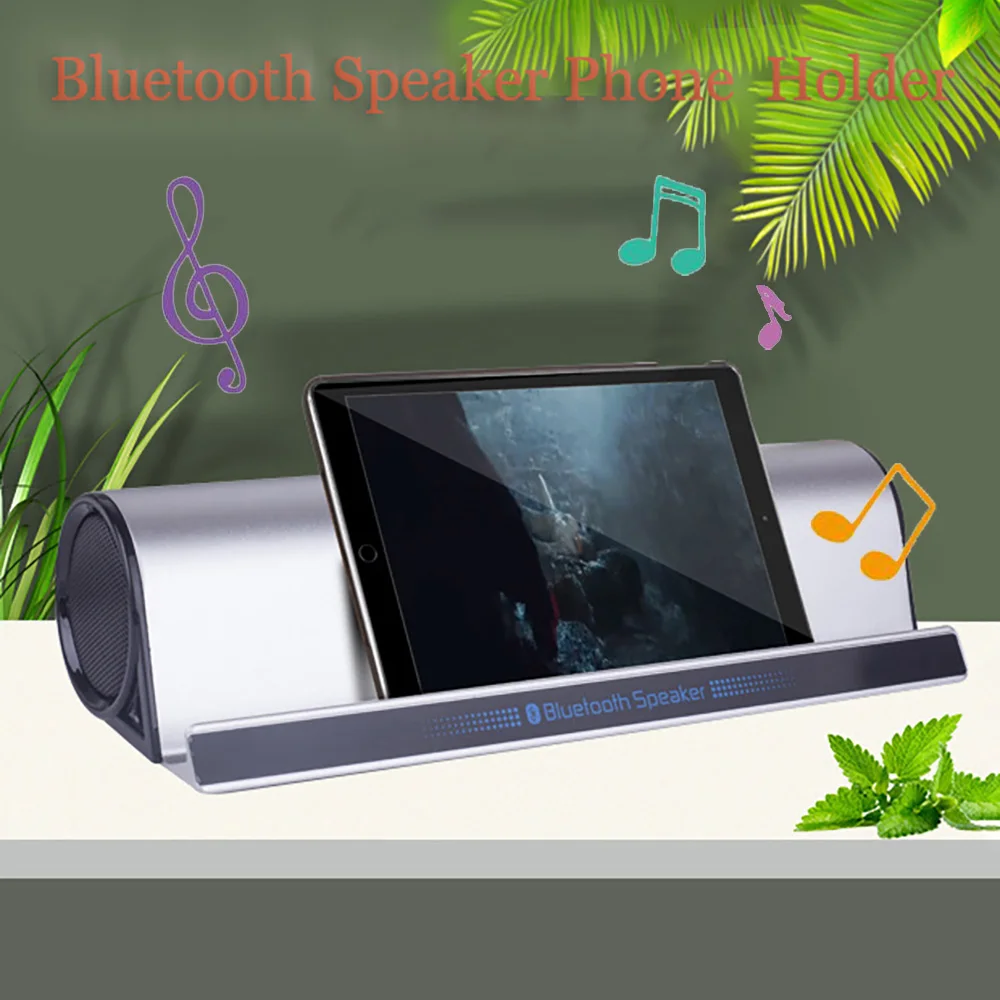 New Portable Audio Subwoofer Phone Tablet Stand Holder with Wireless Bluetooth Speaker Bass Stereo Column Hifi Soundbar for Ipad