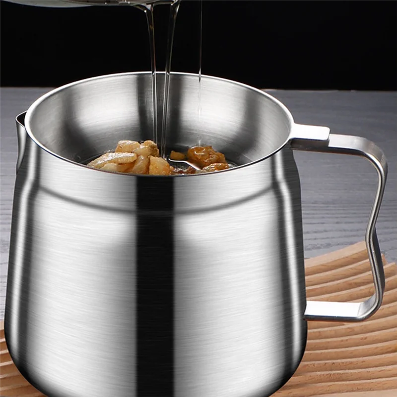 

【NEW】2L Stainless Steel Oil Filter Pot Lard Strainer Tank Container Jug High Capacity Storage Can Kitchen Household Tools Durabl