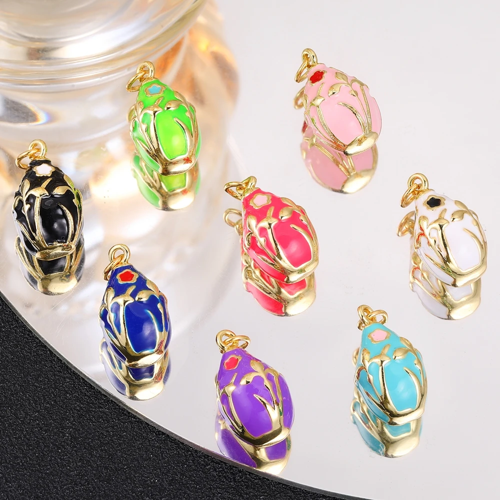 Juya 18K echtes Gold vergoldet Handwerk Emaille Bullet Lattice Oval Charms für DIY Frauen Luxus Ohrringe Halskette Armbänder Herstellung – Detail 15