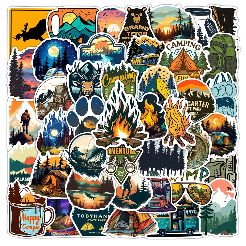 10/30/50pcs 야외 하이킹 캠핑 스티커 만화 데칼 장난감 낙서 스케이트 보드 수하물 노트북 기타 방수 쿨 스티커