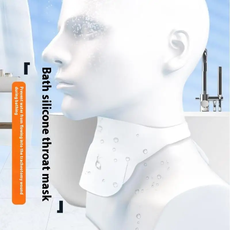 Trach دش يغطي درع مقاوم للماء غطاء القصبة الهوائية الرقبة الجلد ودية سيليكون مقاوم للماء تنفس حمام الحلق قناع #5