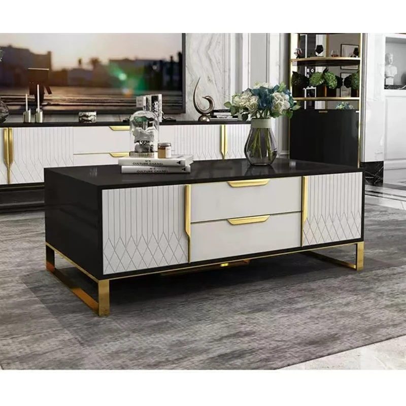 -For Modern Simple Wooden Tv Stands and Coffee Table Set Storage Cabinet Furniture Luxury Home Wooden Living Room Center Table&