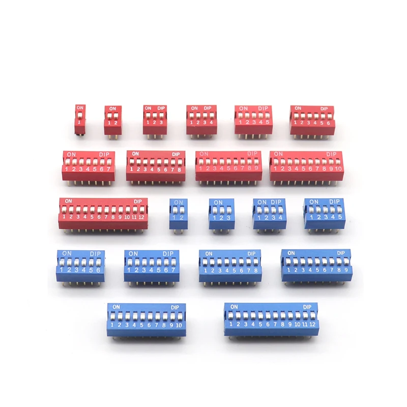【10PCS】Slide Type Switch Module 1 2 3 4 5 6 7 8 10PIN 2.54mm Position Way DIP Pitch Toggle Switch Blue Snap Switch Dial