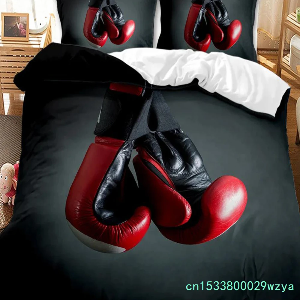 Boxing Games Duvet Cover Set Red Blue Boxing Bedding Set Competitive Sports Boxing Game Double Queen King Polyester Quilt Cover