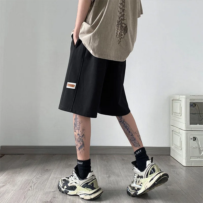 Men\'s Casual Shorts Heavyweight 2024 New Summer Drawstring Sports Shorts Oversize Wide-Legged Five-Pants Trousers Men Clothing