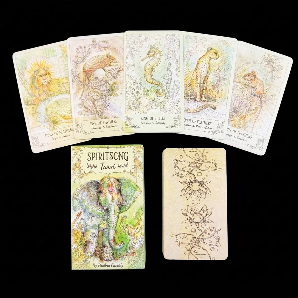 Animal Spirit Tarot Cards 78Pcs Deck Dreamy Watercolor Style English Version Divination Oracle Card for Beginners Party Game