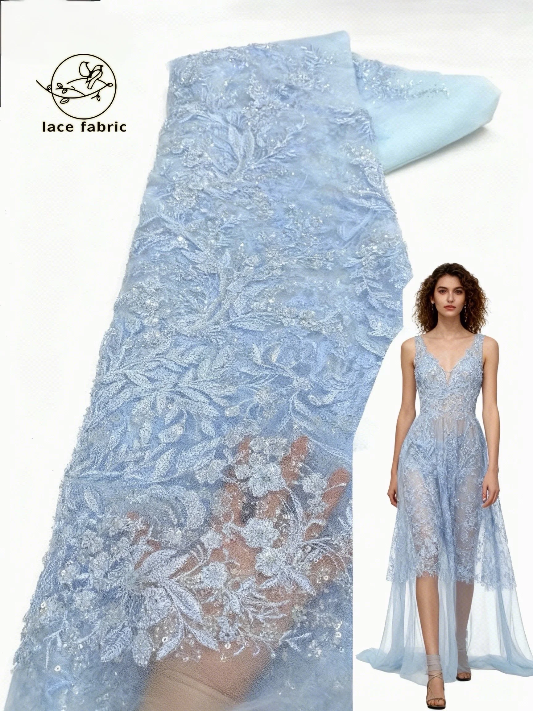 

Африканская кружевная ткань с бисером, 2026 5 ярдов роскошной нигерийской французской кружевной ткани с блестками идеально подходит для шитья женских вечерних платьев