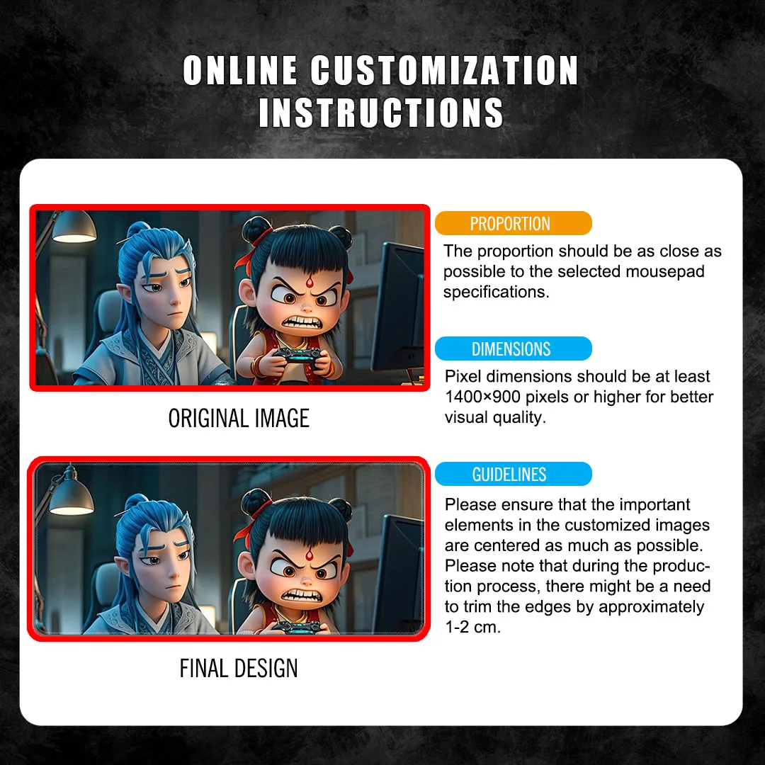 Tappetino per mouse da gioco personalizzato largo 1200 (XXL) |   Dimensioni multiple: 1200x600/500/400 |   Crea il tuo design per giochi di carte e scrivania fai-da-te