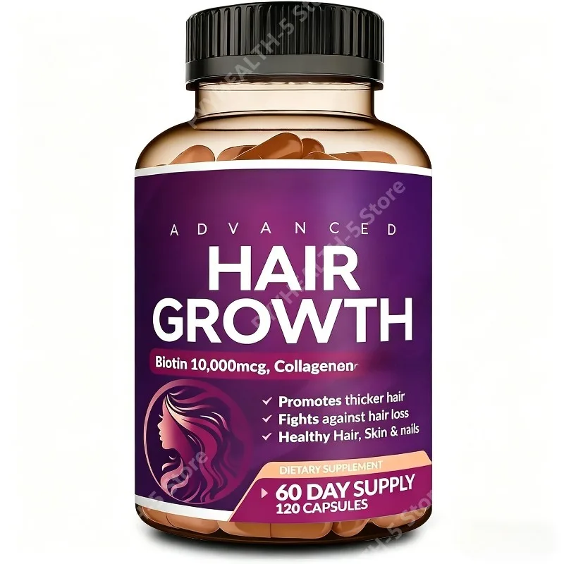Hair Growth Vitamins Supplements for Women | Biotin 10000mcg, Collagen, Skin & Nails Support 120 Capsules 60 Day Supply