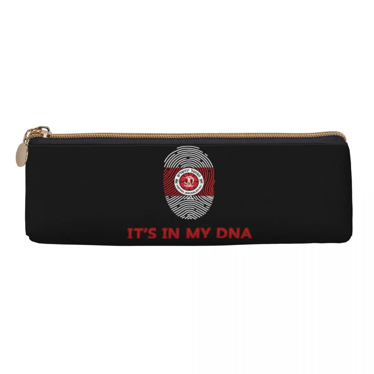 Israel Hapoel Jerusalem Bc Leather Pencil Case College Teen Zipper Pencil Case Retro Big Triangle Pencil Case