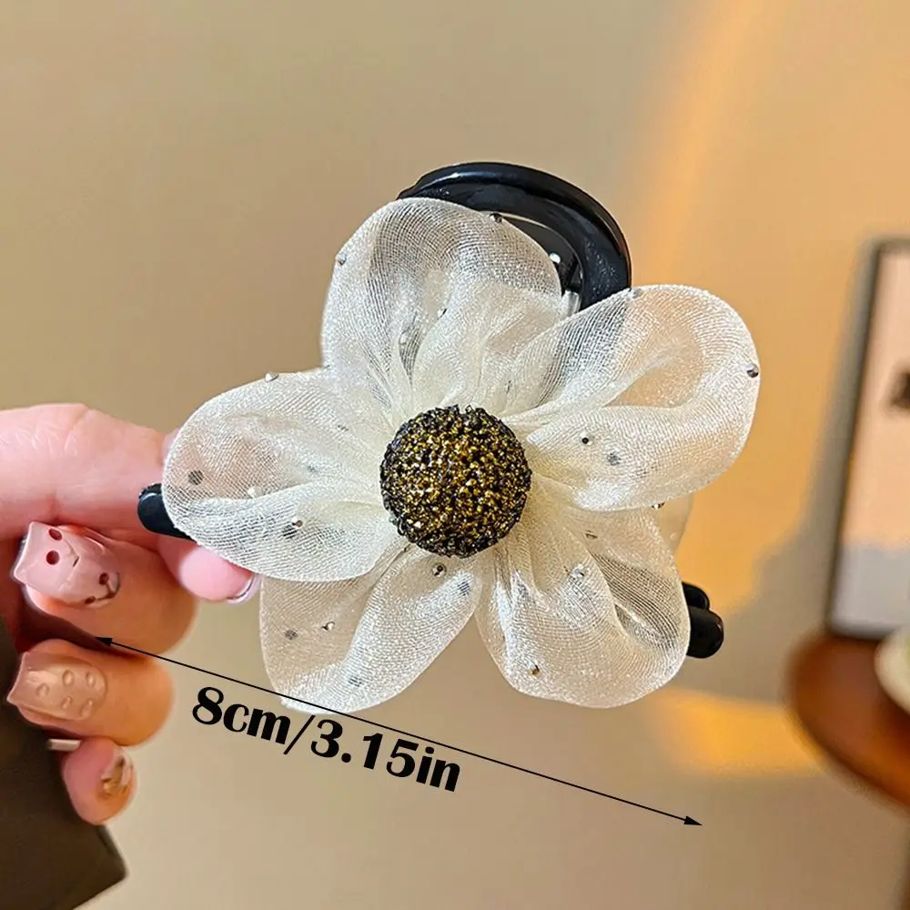 กิ๊ฟหนีบผมกิ๊บติดผมเด็กประดับพลอยเทียมตาข่ายเครื่องประดับผมเรียบง่ายสีทึบแบบหนีบสง่างาม