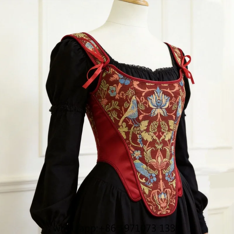 Women Luxury Corset Bustier Over Bust Lace Up Bone Bodice Red Printed Vintage Corset Vest Stage Costume Shaping Tops Push Breast