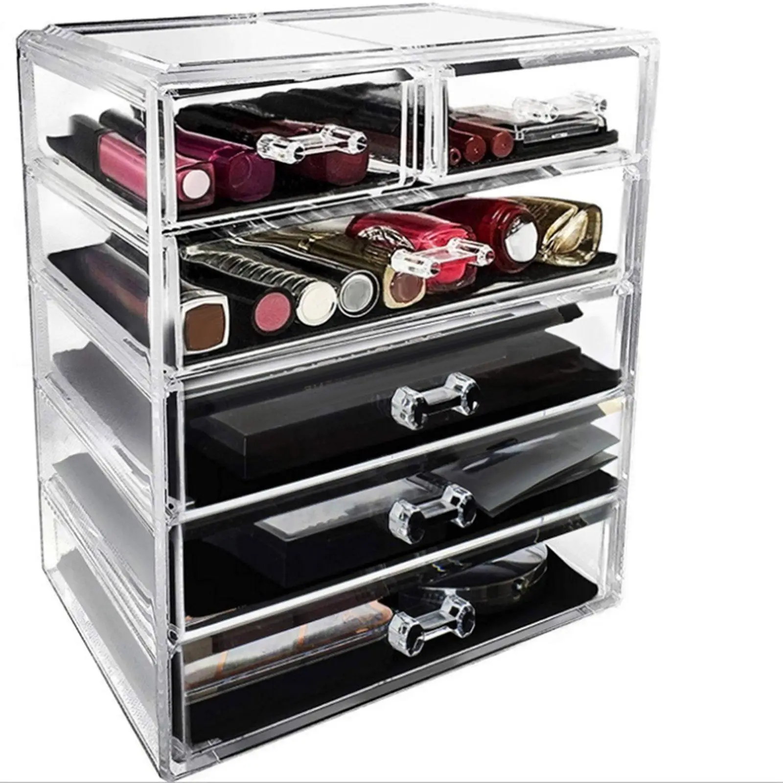 Acrylic Nail Polish Storage Box Multifunctional Stackable Space Saving Drawers Holder Box for Dressing Table Bedroom Dresser