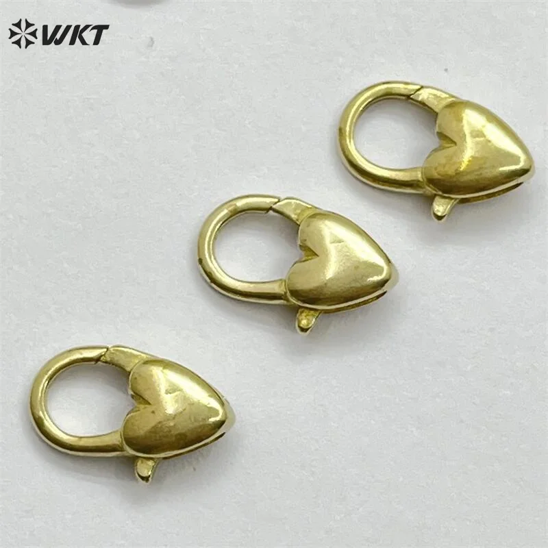 WT-JFE136 Versatile lobster Button Semi-finished Brass Gold Heart Shape For Unisex Bracelet Necklace Accessories