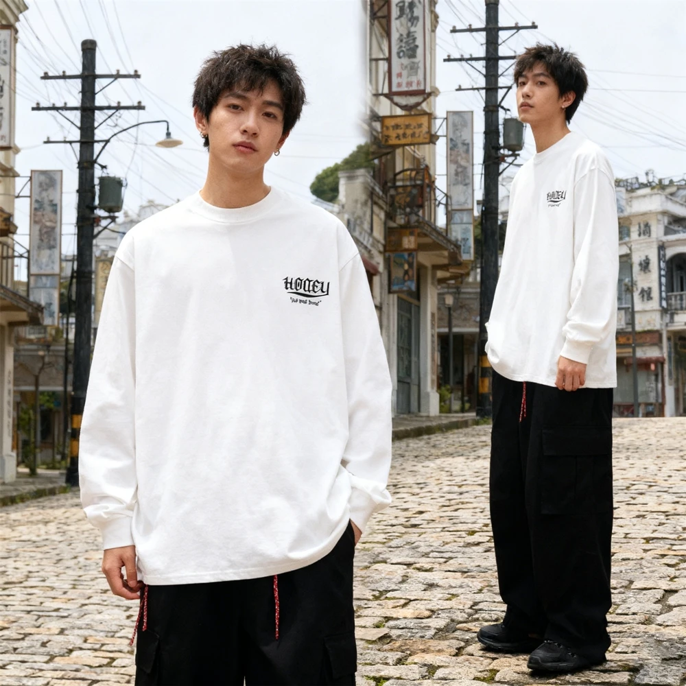 เสื้อยืดแฟชั่นสตรีทแวร์สไตล์ญี่ปุ่น KUCLUT 1:1 คุณภาพดีที่สุด พิมพ์ลายหลวมๆ ผ้าฝ้าย 100% เสื้อโอเวอร์ไซส์ แขนยาว สำหรับผู้ชาย