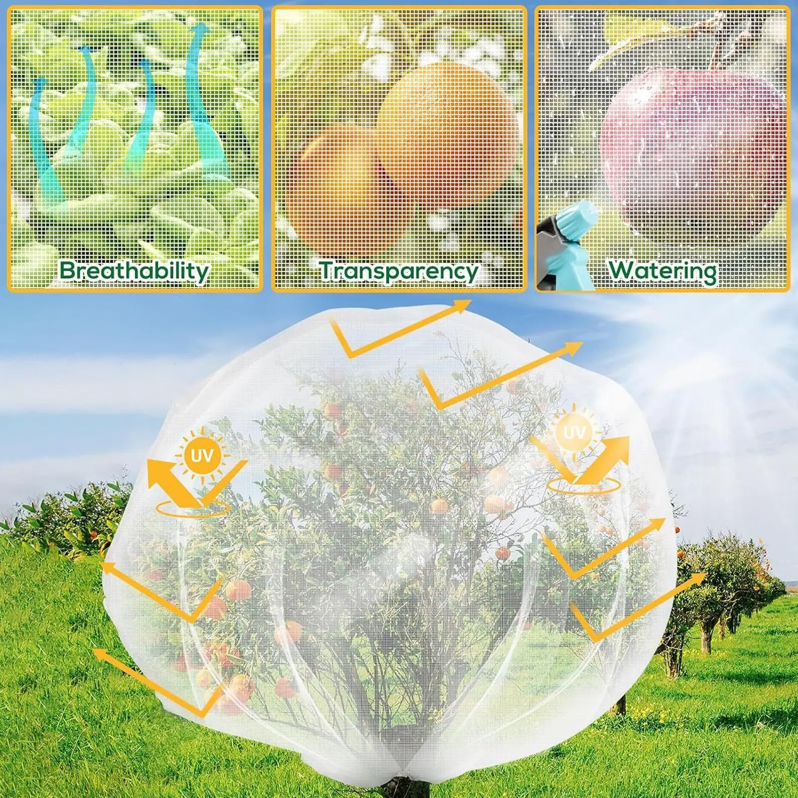 

Bird Netting For Garden Reusable Breathable Drawstring Planter Supplies Garden Plant Covers For Outdoor Indoor Freezing Flower