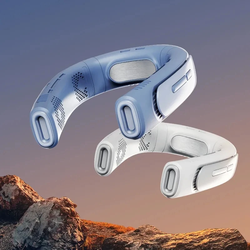 2023พัดลม USB แบบพกพาคอแขวนพัดลมเครื่องปรับอากาศพกพาแบตสำรอง4000MAh พัดลมสำหรับกีฬาฤดูร้อน