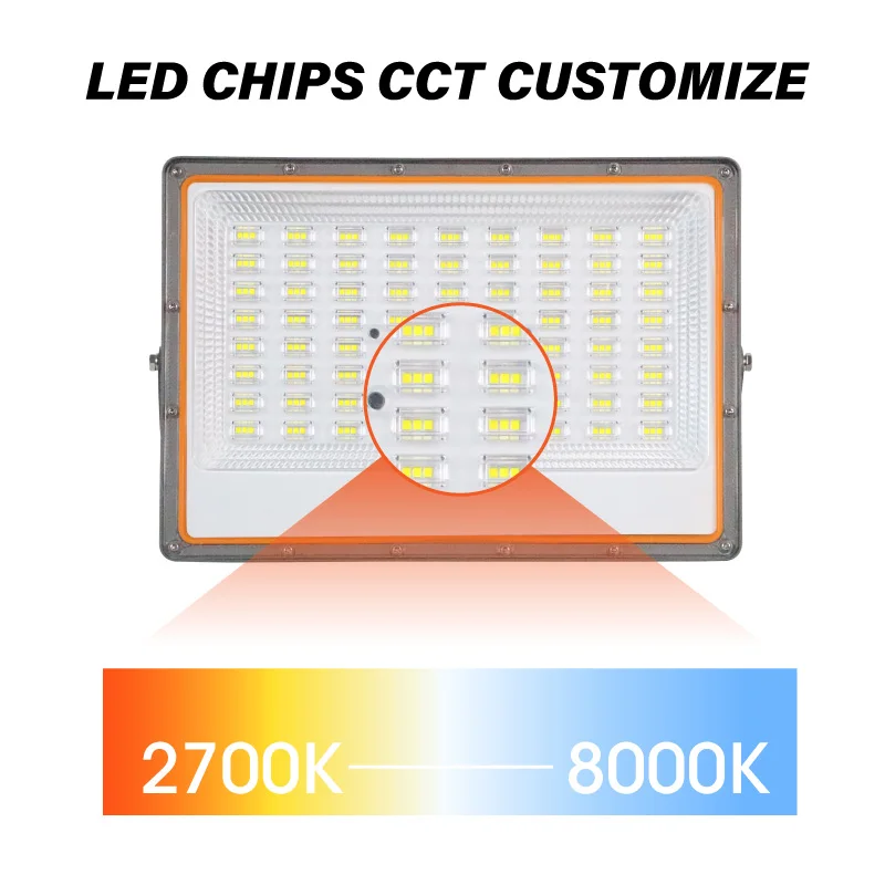 IP67 300W Solar LED Flood Light with Remote Control for Street and Commercial Lighting
