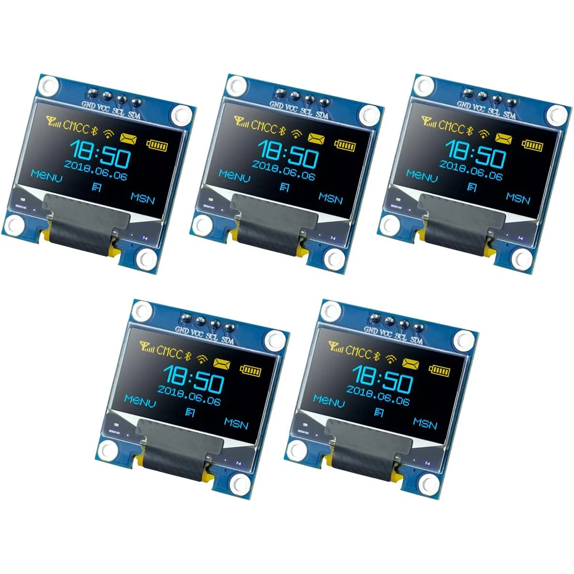 1/5Pcs A Set DIYUSER 0.96 Inch SSD1306 OLED Display 128x64 IIC I2C Serial LCD Screen for Arduino with White Blue Yellow Colors