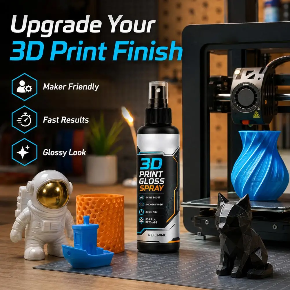 3D Print Gloss Spray Quick‑Drying Brightening Coating Spray For PLA PETG ABS Models Dust‑Proof Smooth Finish Polishing Spray
