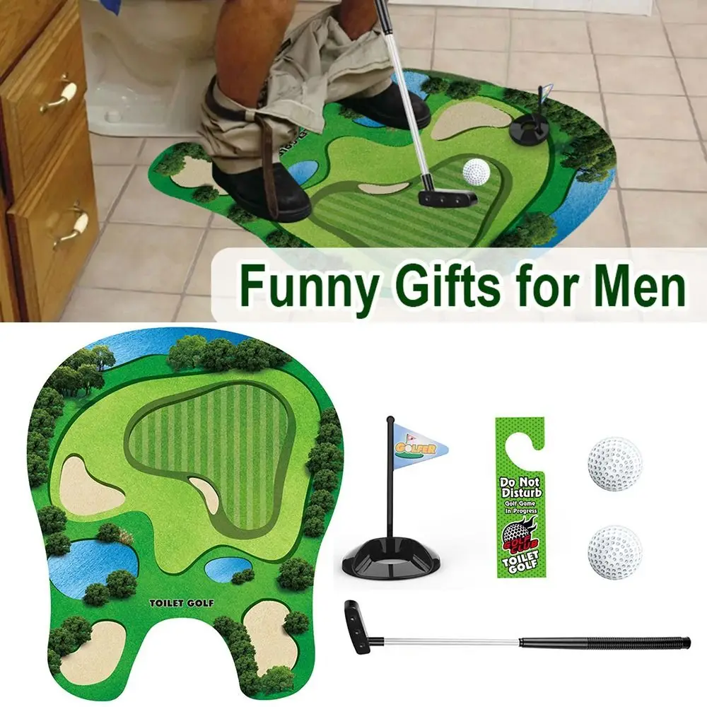 Golf Accessories Mini Toilet Golf Game Funny Green Felt Golf Sport Set Creative Relax Mini Golf Practice Set Children's Toy