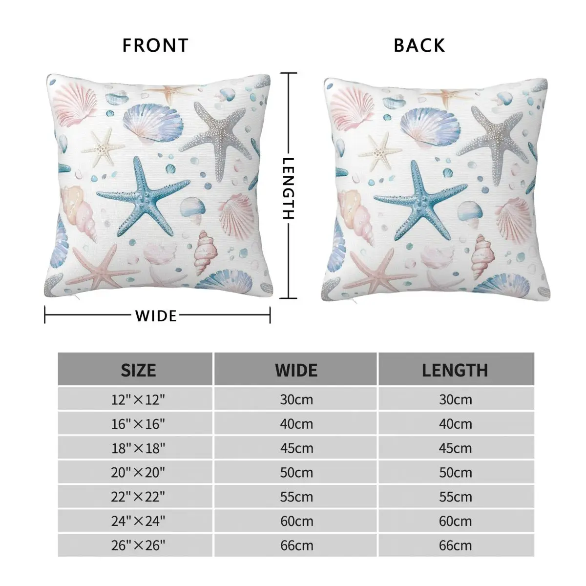 Coastal Seashells Pastel Square Pillowcase Polyester Linen Velvet Creative Decor Pillow Case Sofa Cushion Cover Wholesale 45x45