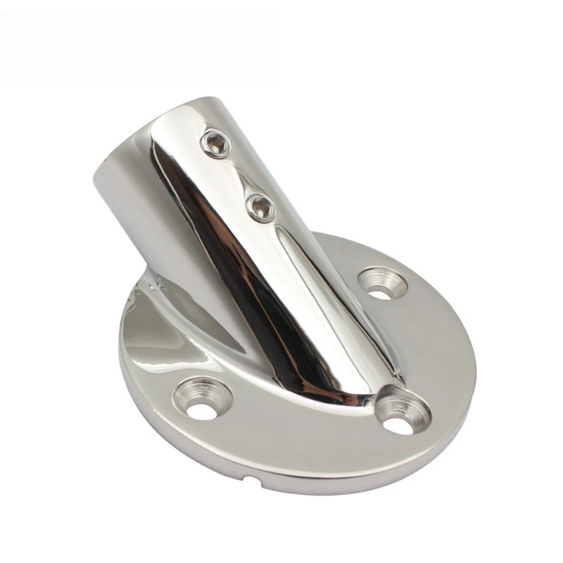 316 stainless steel tube seat, yacht deck railing base 30 degree tube seat, round inclined tube seat