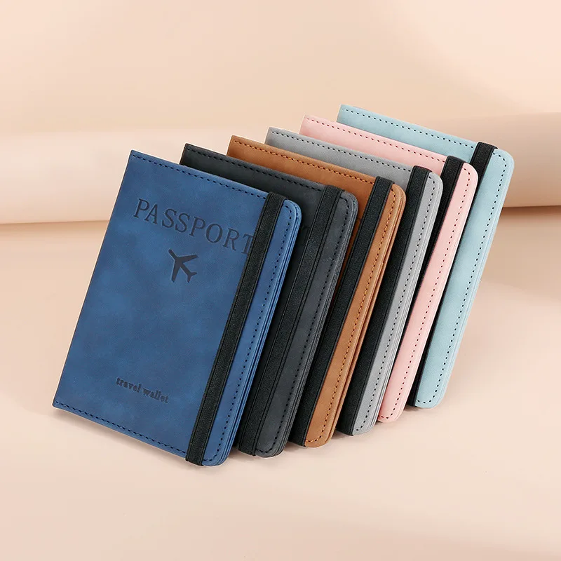 

High Quality PU Leather Passport Cover Card Travel Wallet Passport Pouch Rfid Blocking Passport Holder With Ticket Slot