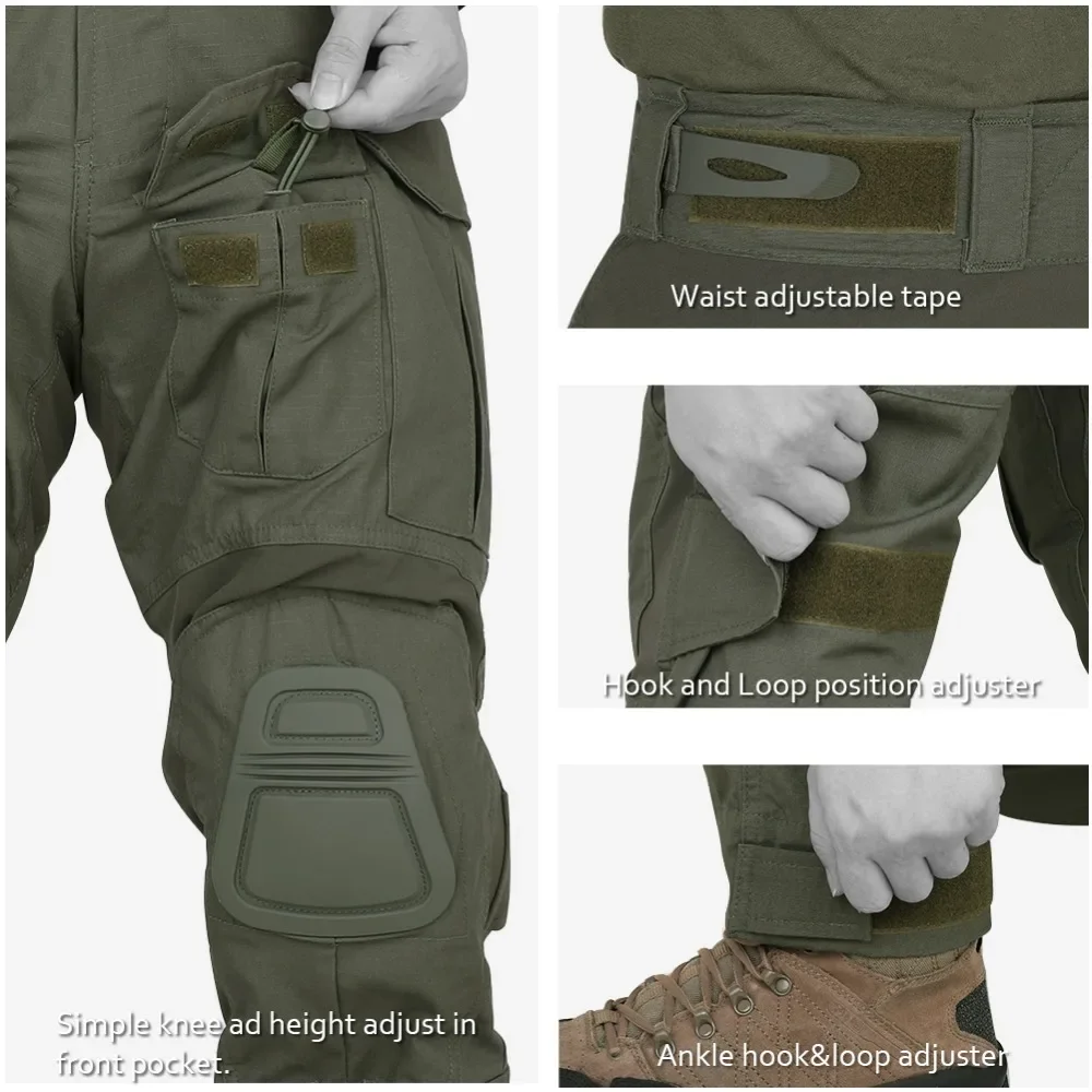 AUKU G3 Taktische Hose Camo Jagdhose Multicam Herren Duty Cargohose Training Schießhose Herrenbekleidung Wasserabweisend – Detail 14
