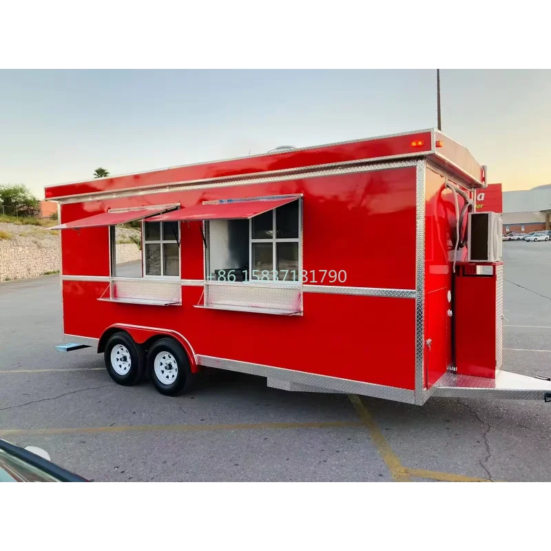 High Performance Food Truck 7.5ft Dining Car Food Trailer Cart Snack Street Widely Using Mobile Dining Car Trailer Food Cart