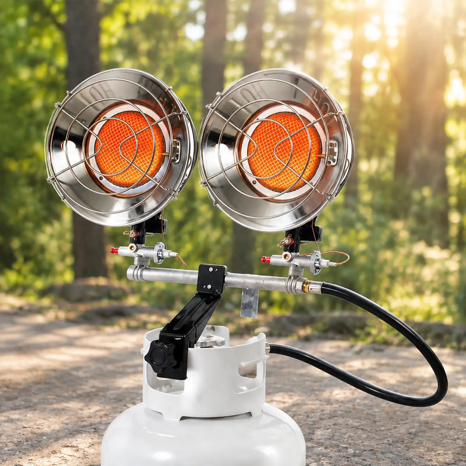30000 BTU Dual Head Propane Tank Top Heater, 3 Heat Settings, Safety Shutoff, For 20 lb Tanks, Outdoor Camping & Jobsite Radiant Heater
