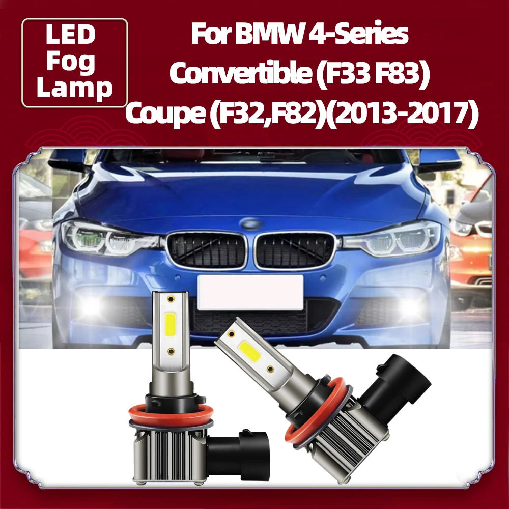 2x Car LED Fog Light Lamps 15000LM Auto Bulbs 6000K Foglights For BMW 4-Series Convertible (F33 F83) Coupe (F32,F82) 2013-2017