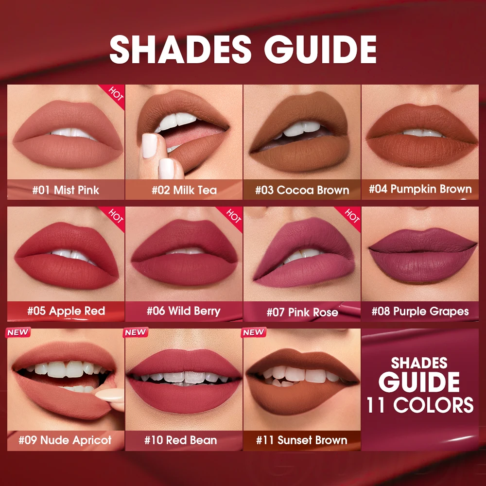 O.TWO.O Lipstick Lip Gloss Makeup Waterproof Velvet Non-stick Cup 8 Colors Lip Tint Matte Long Lasting Sexy Red Liquid Lip Stick