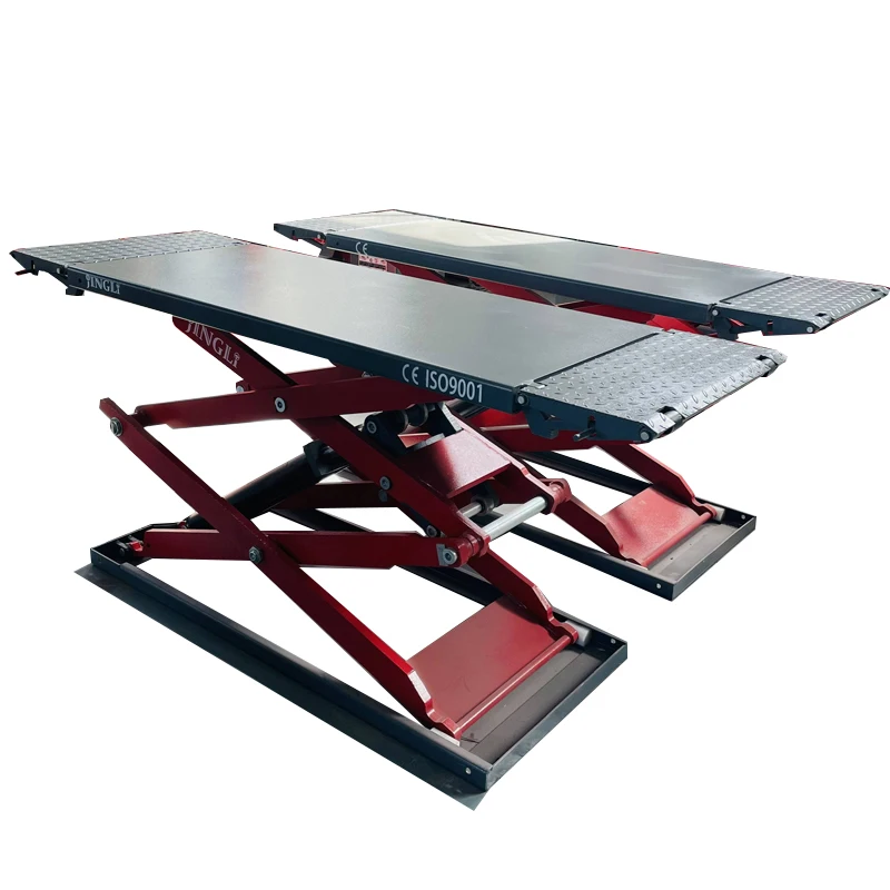 Certified 3.5T Double Cylinder Hydraulic Scissor Car Lifter 1.85m High with Steel Construction High Lifting Capacity