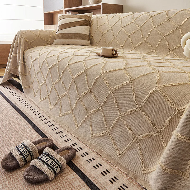 Chenille Argyle Sofa Towel Simple Style All Inclusive Universal Non Slip Anti Cat Scratch Cover Home Textiles