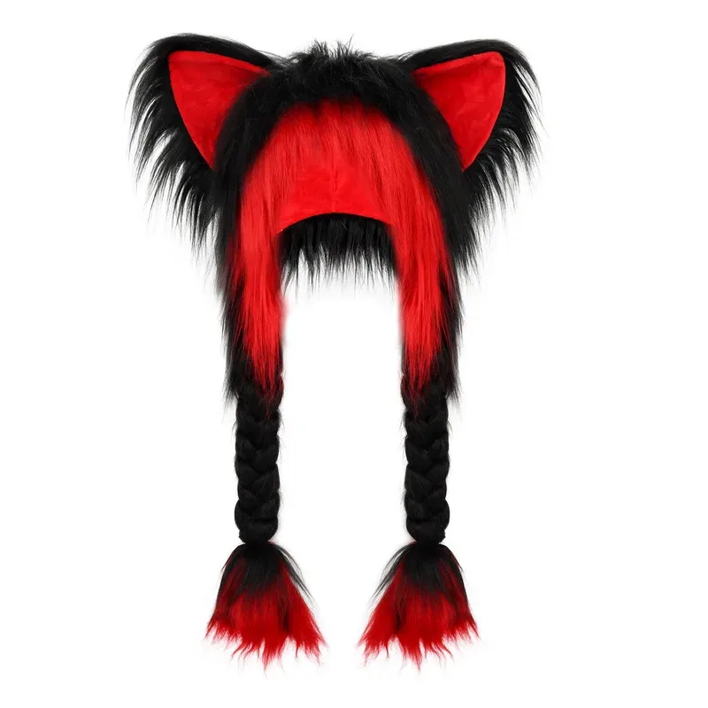 

2025 22 Subculture Fur Fursuit Cat Ears Hat Y2K Cool Plush Warm Headpiece Fluffy Spicy Girl Headwear Halloween Cosplay Costume P