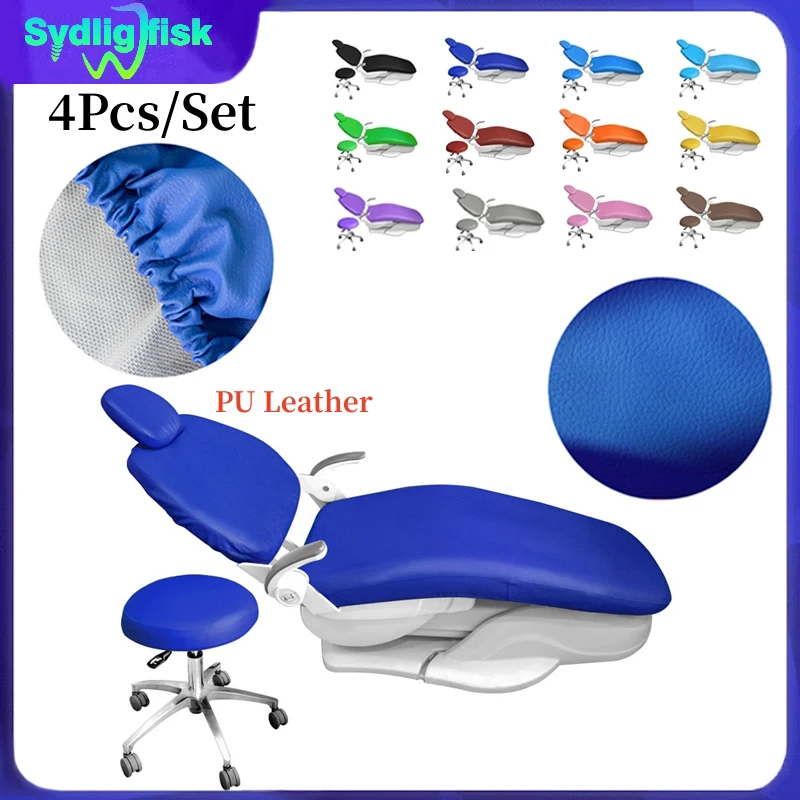 

4Pcs/Set Dental Chair Cover PU Leather Unit Elastic Waterproof Protective Case Chair Seat Cover Dentist Equipment Dentistry Lab