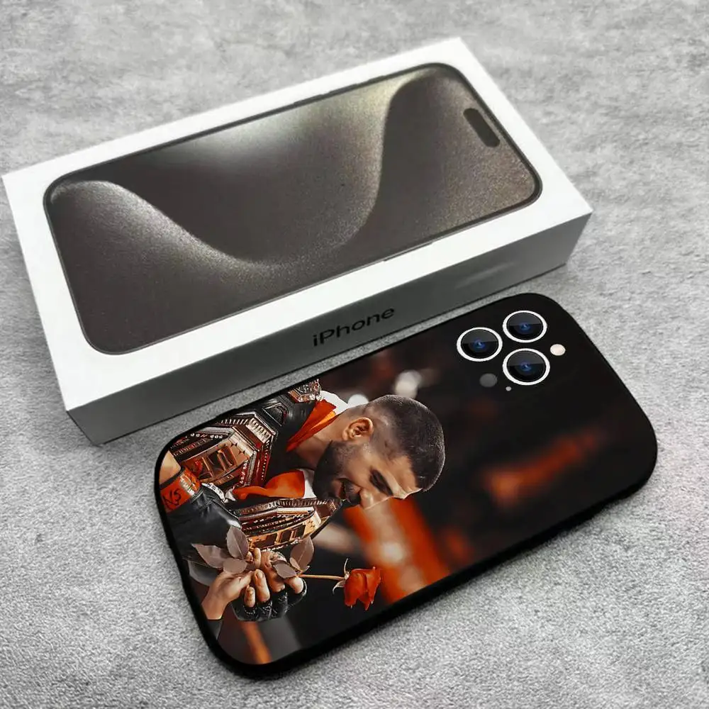 حافظة هاتف Ilia Fighting T-Topuria لهاتف iPhone 17,16,15,14,13,12,Pro,Max,Plus,E,SE4,Air,Mini Black Soft Box