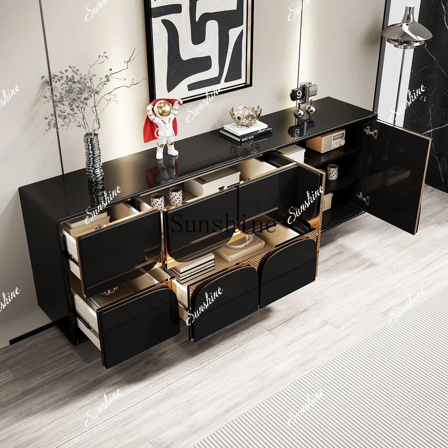 

Italian light luxury solid wood dining edge modern minimalist paint entrance foyer decoration storage bedroom bedside cabinet F